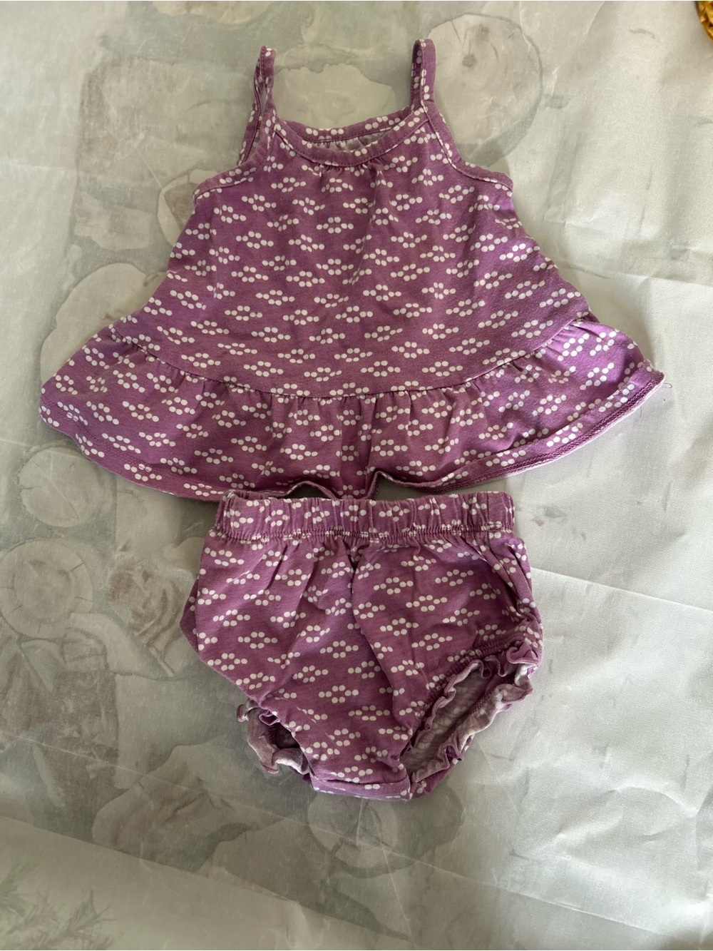okie dokie Purple Dot Tank Top and Bloomers Set